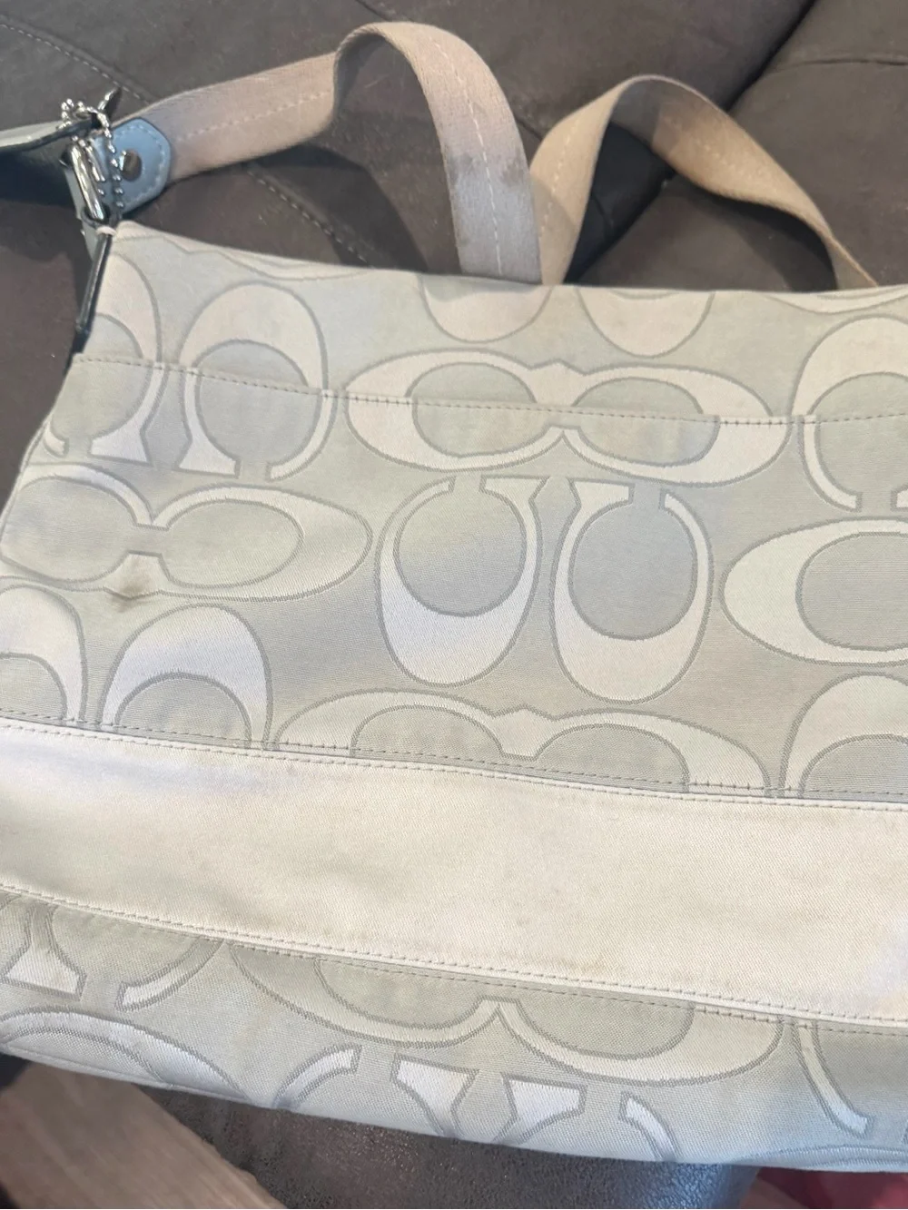 Coach Gray Signature Jacquard Shoulder Bag